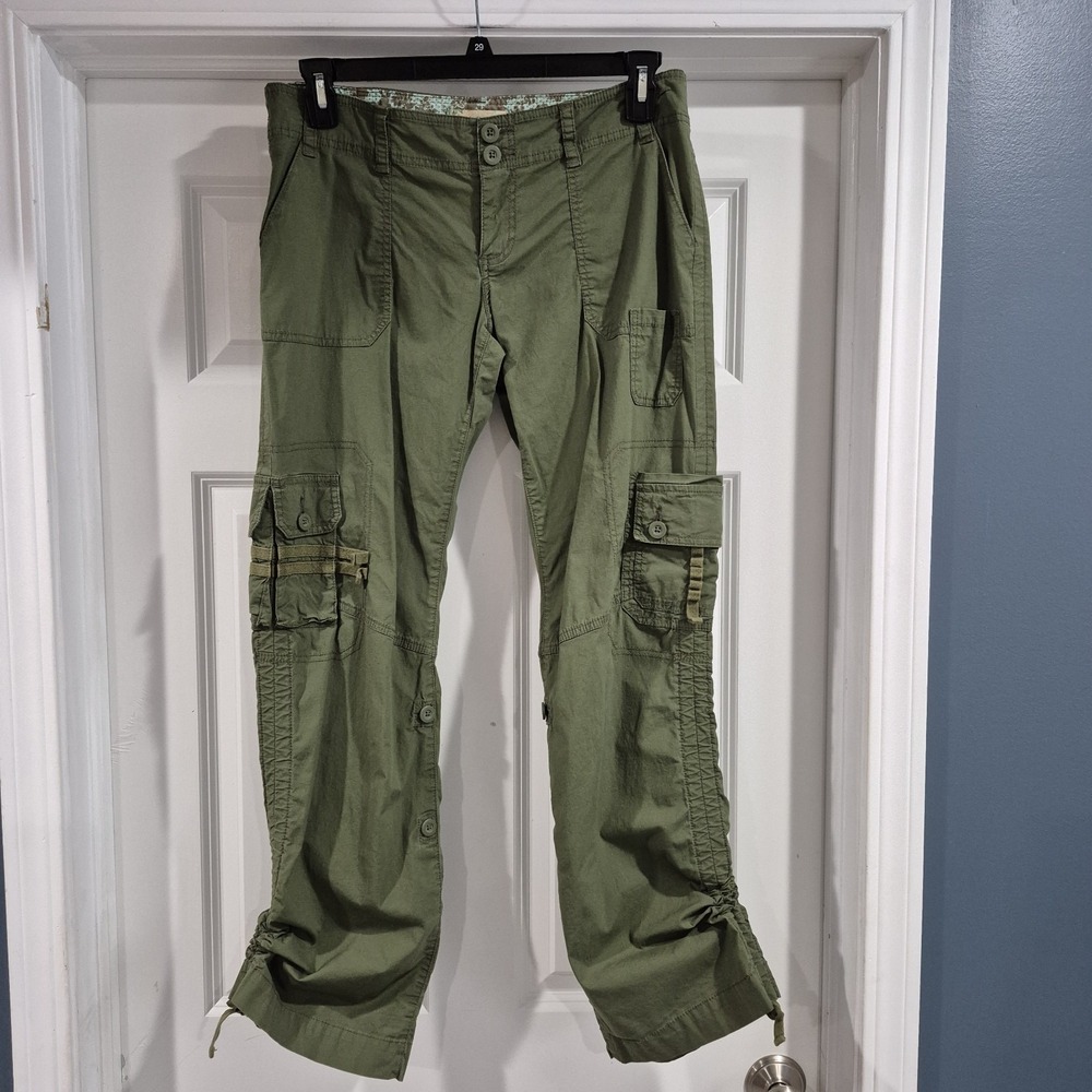 Y2K Cargo Pants Womens 10 Green Old Navy Ultra Low Rise Military Wide Leg Army